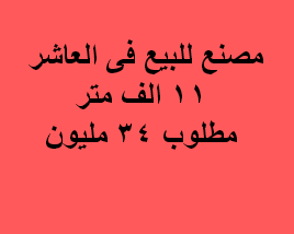 مصنع للبيع العاشر من رمضان